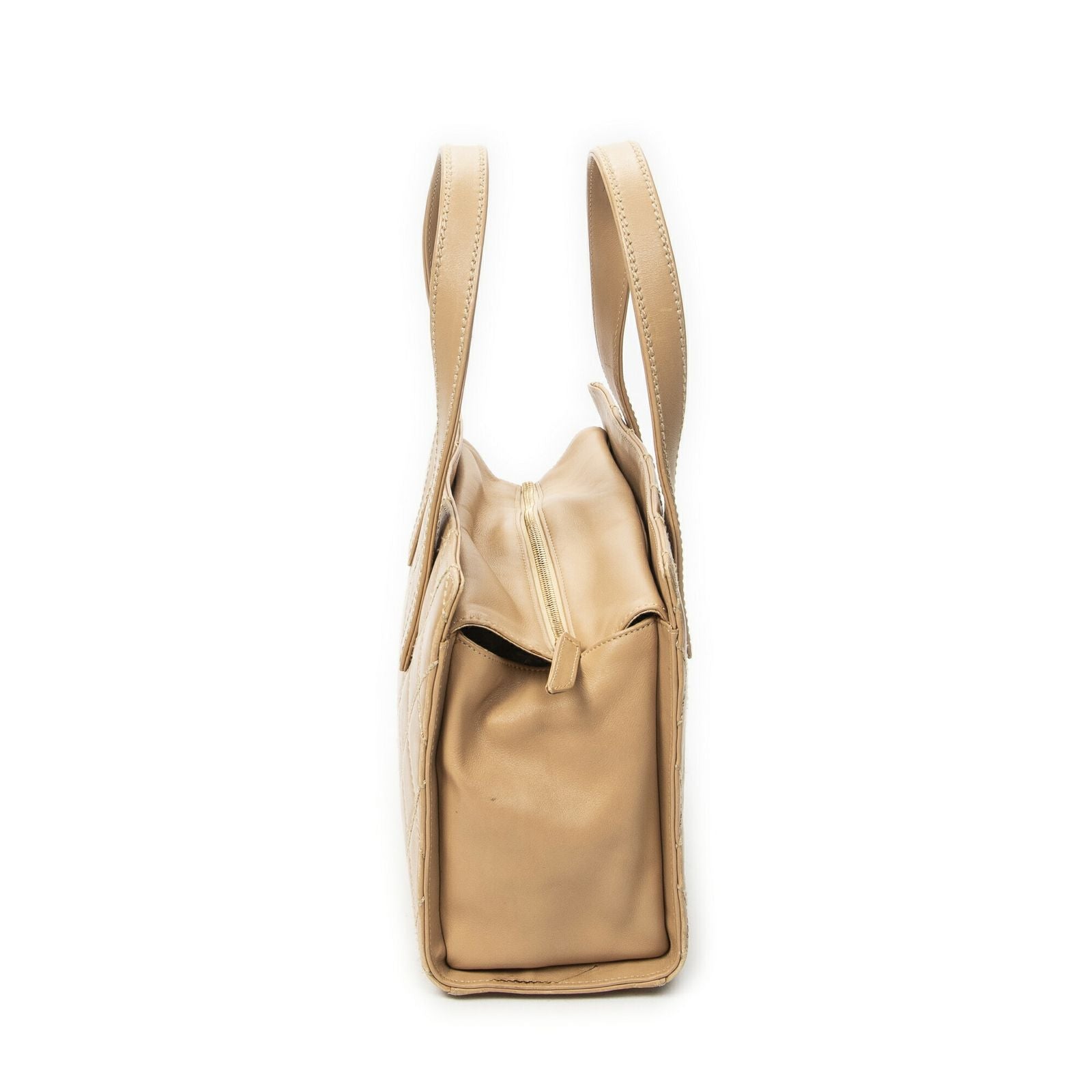 Chanel CC Wild Stitch Boston Tote Beige Quilted Lambskin Leather — view 4