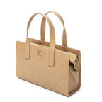 Chanel CC Wild Stitch Boston Tote Beige Quilted Lambskin Leather — view 2