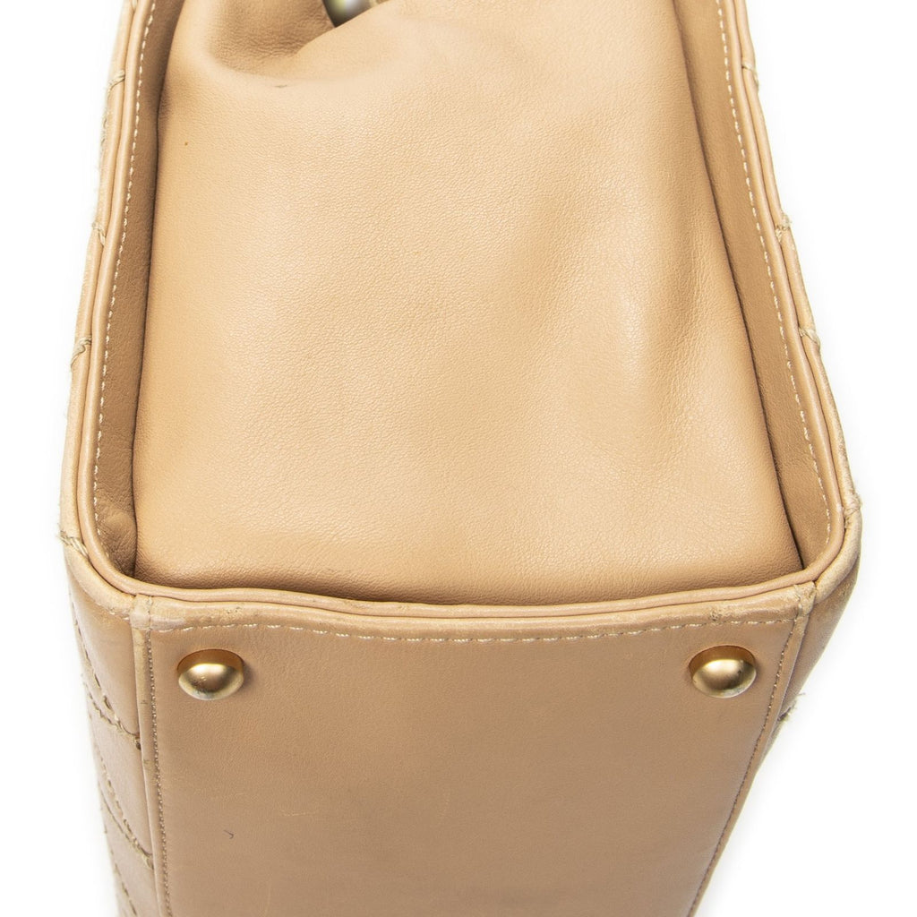 Chanel CC Wild Stitch Boston Tote Beige Quilted Lambskin Leather — view 7