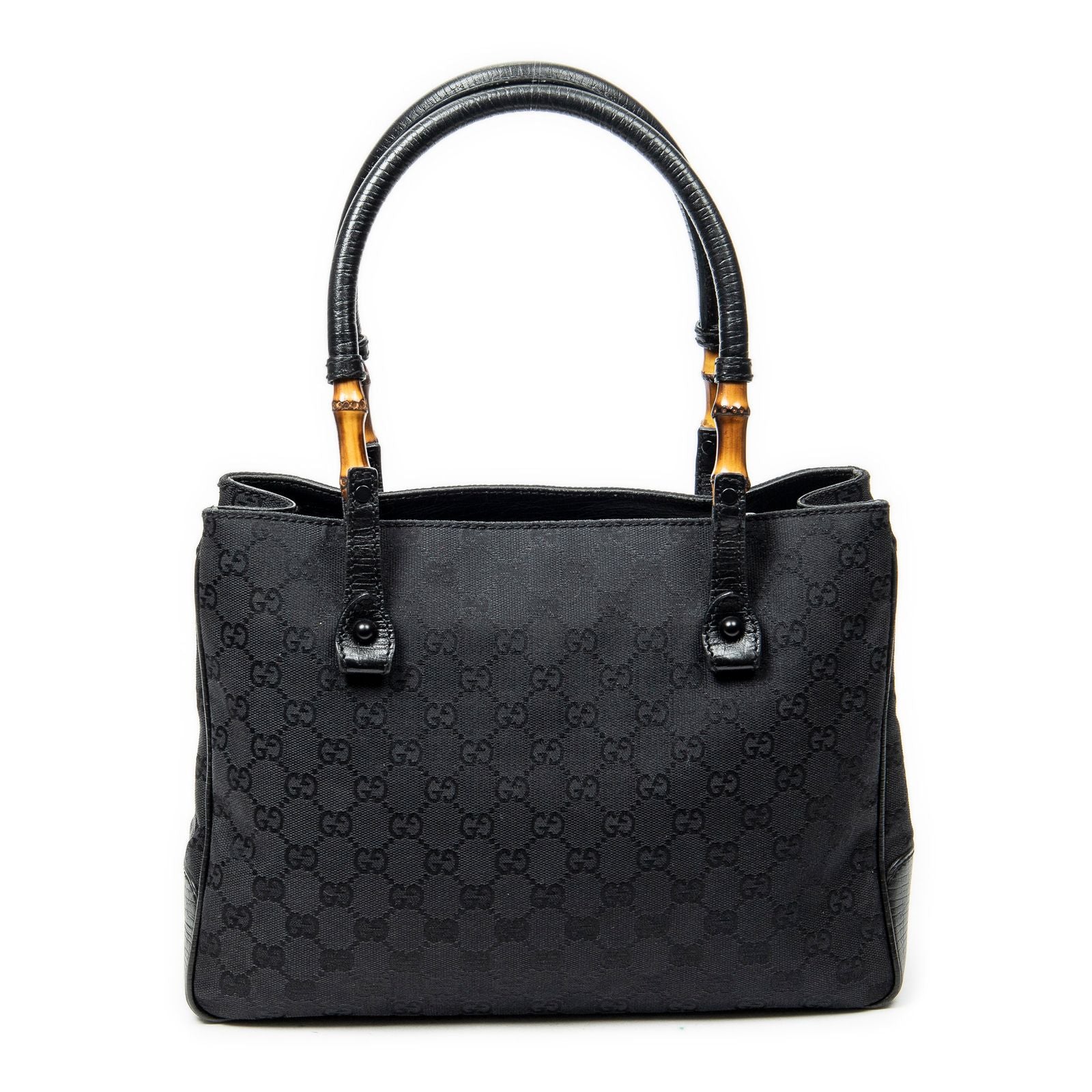 Gucci Large Square Bamb Tote Black GG Canvas — view 5