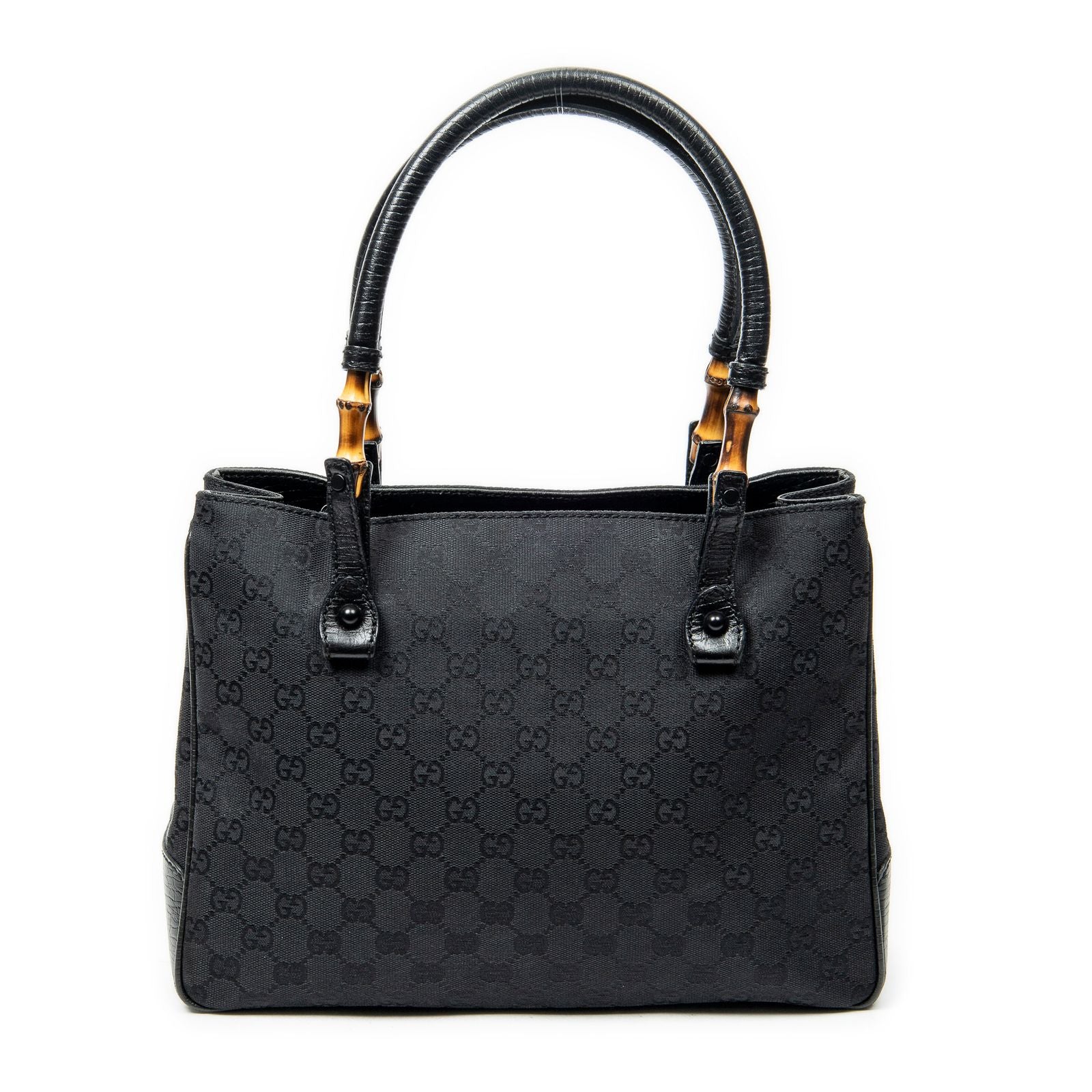 Gucci Large Square Bamb Tote Black GG Canvas