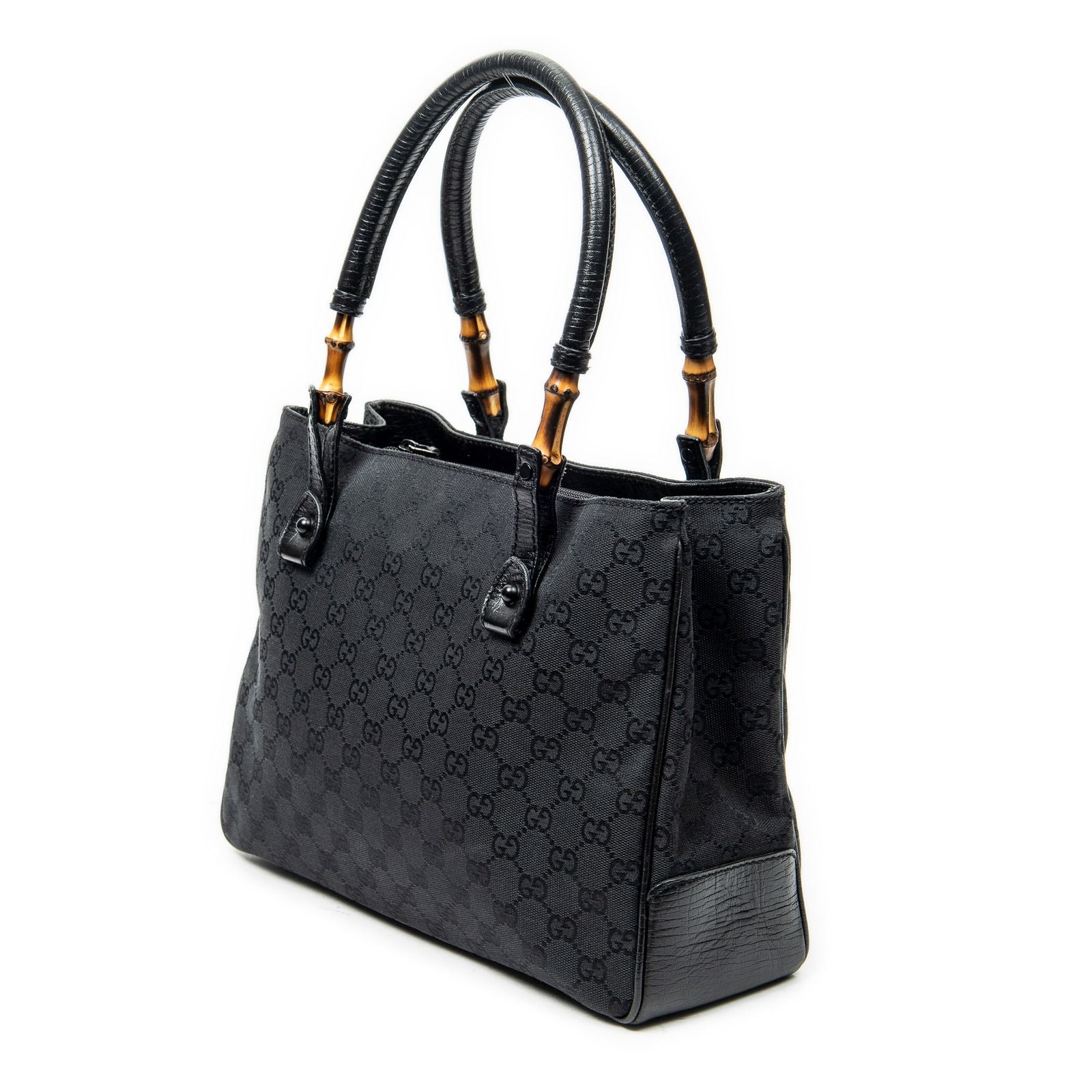 Gucci Large Square Bamb Tote Black GG Canvas — view 2
