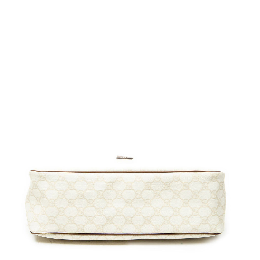 Gucci Front Slip Pocket Hobo Ivory Brown Supreme Canvas — view 6