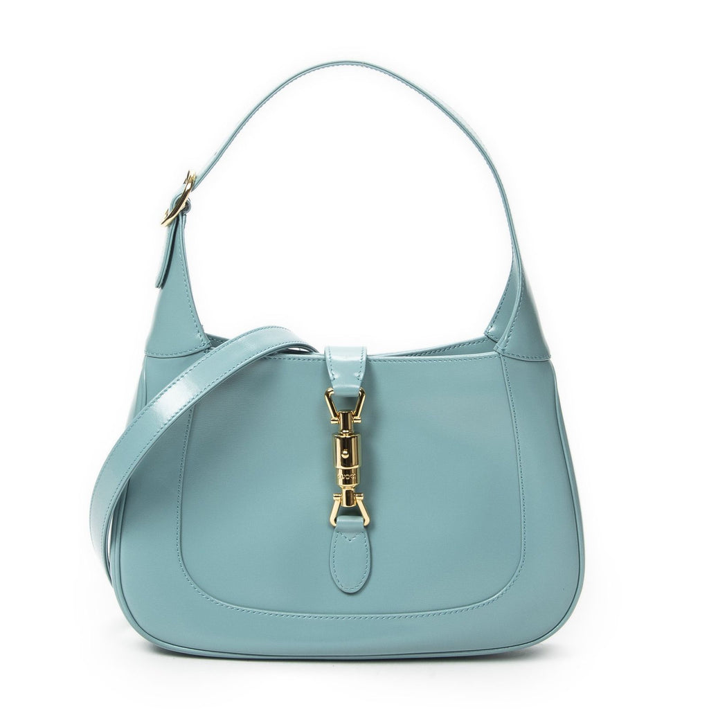 Gucci Small Jackie Light Blue Calfskin Leather Messenger