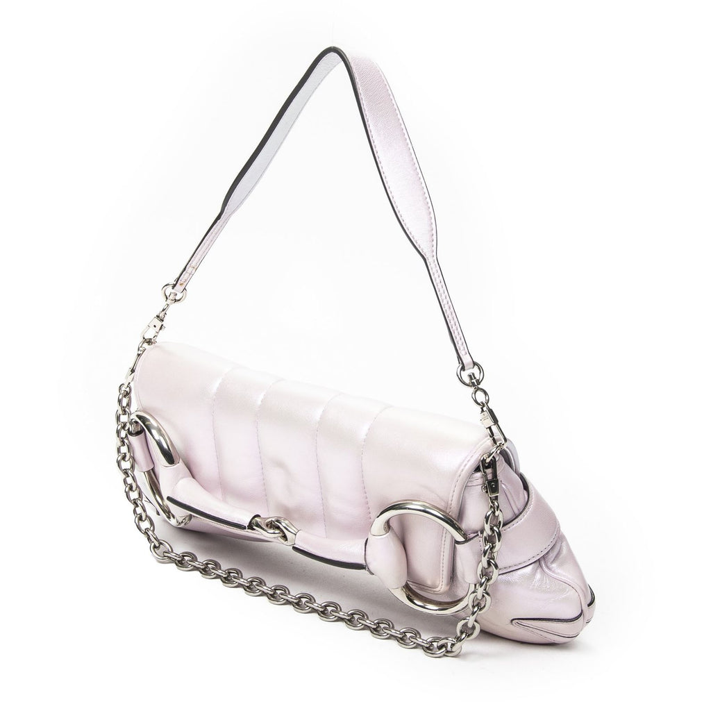Gucci Horsebit Chain Iridescent Pink Matelasse Calfskin Messenger — view 2