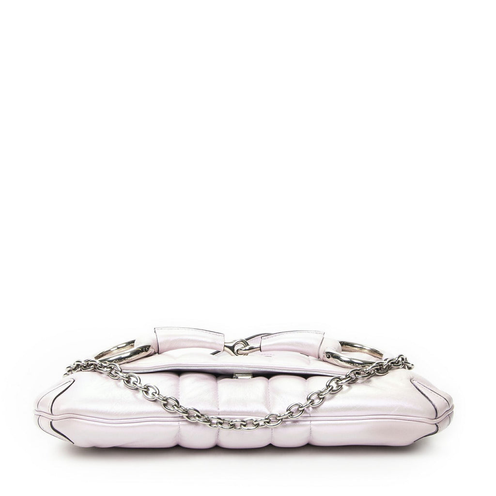 Gucci Horsebit Chain Iridescent Pink Matelasse Calfskin Messenger — view 6