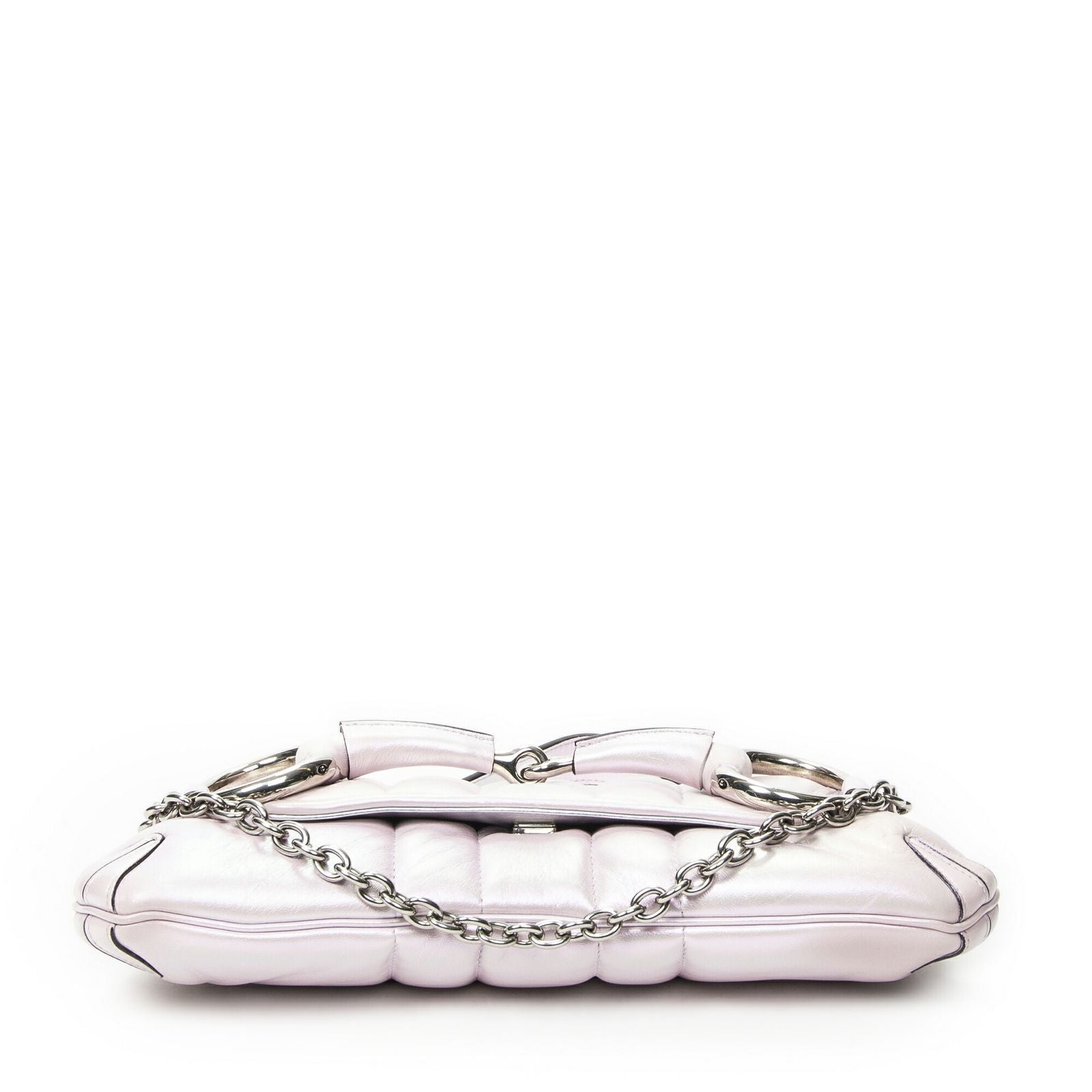 Gucci Horsebit Chain Iridescent Pink Matelasse Calfskin Messenger — view 6