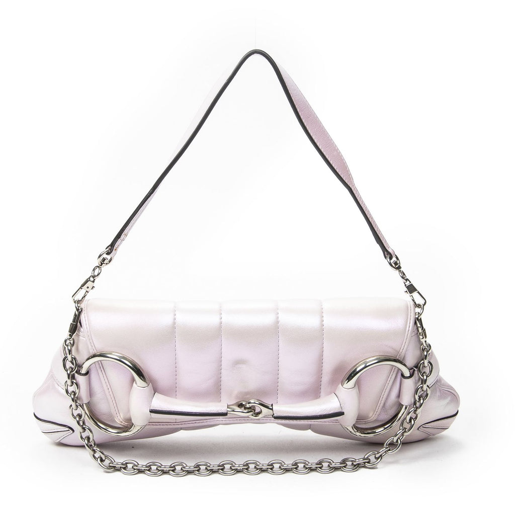 Gucci Horsebit Chain Iridescent Pink Matelasse Calfskin Messenger