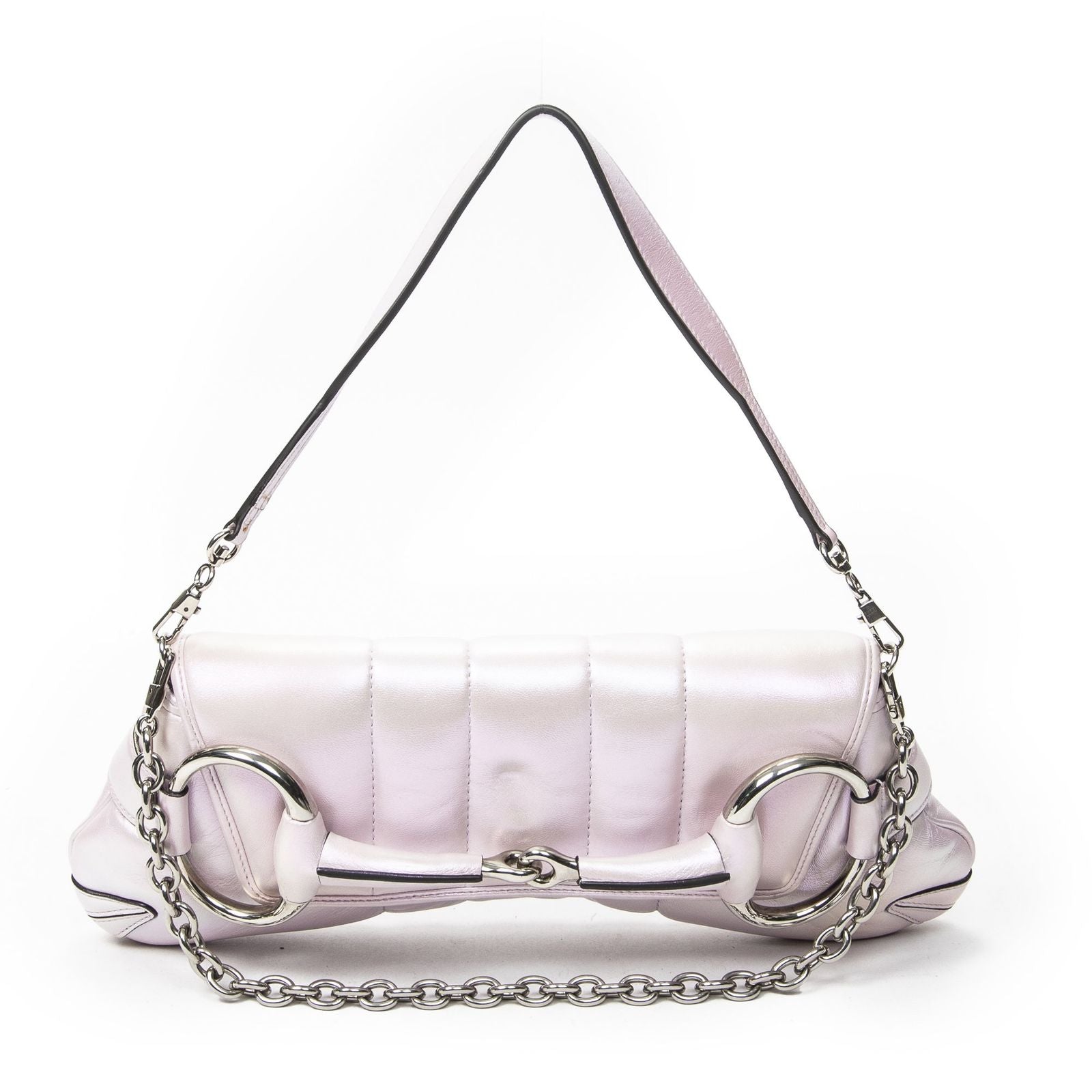 Gucci Horsebit Chain Iridescent Pink Matelasse Calfskin Messenger