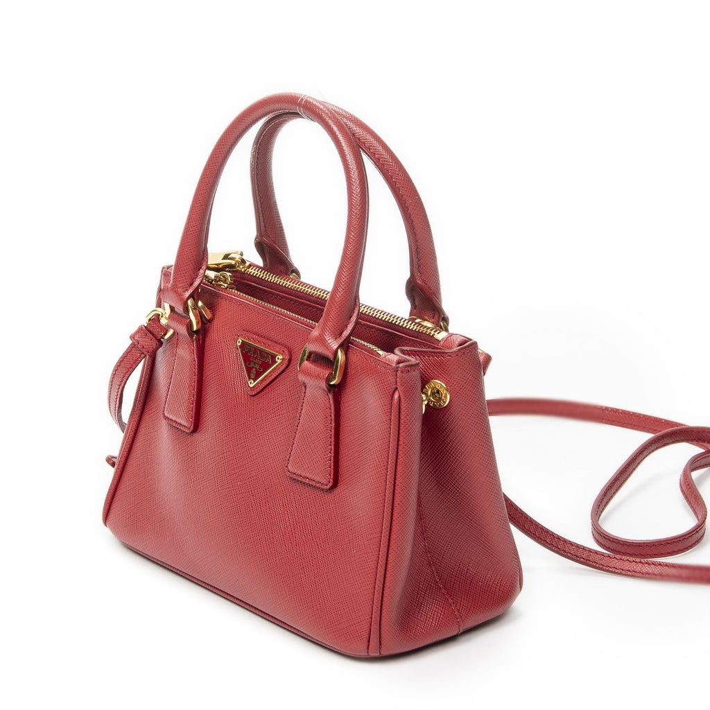 Prada Large Double Zip Galleria Tote Red Saffiano Leather — view 2