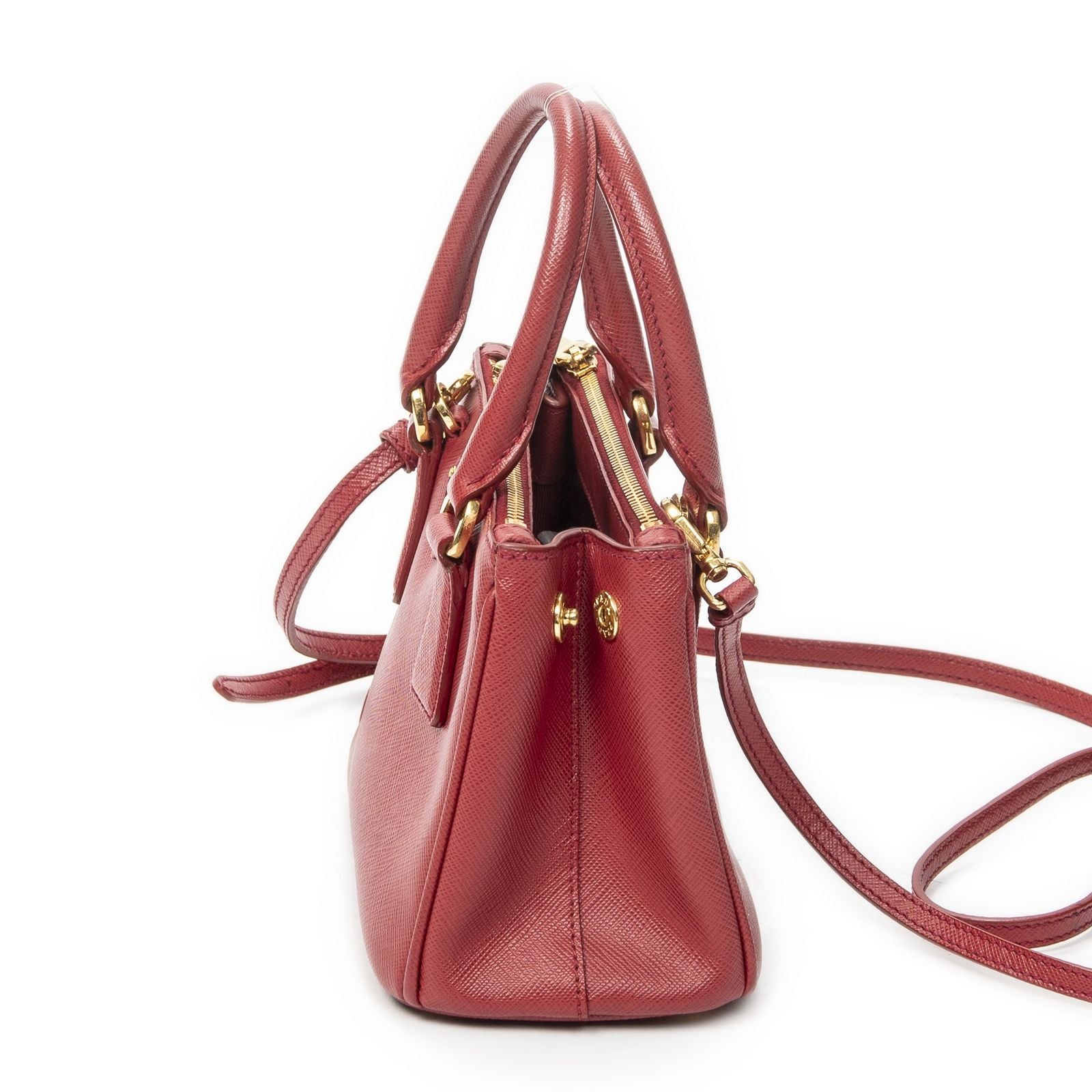 Prada Large Double Zip Galleria Tote Red Saffiano Leather — view 3