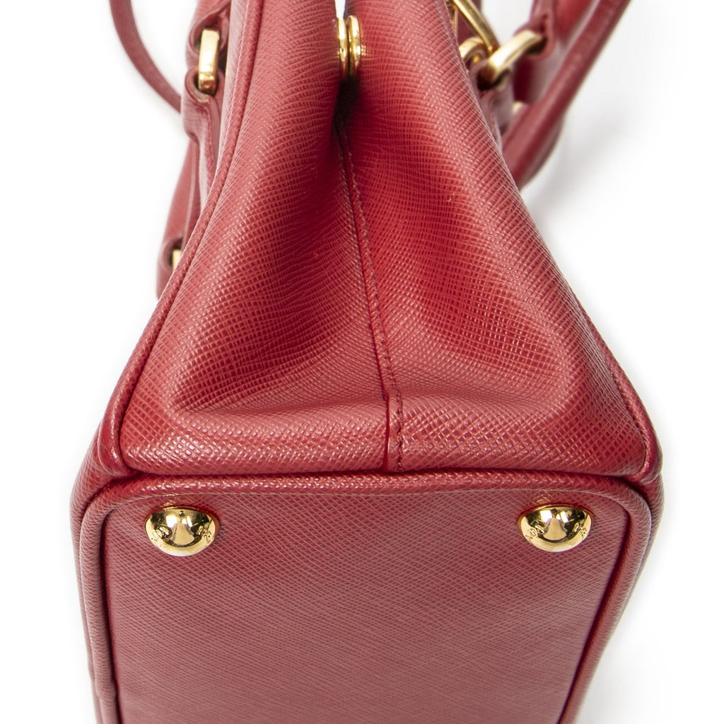 Prada Large Double Zip Galleria Tote Red Saffiano Leather — view 7