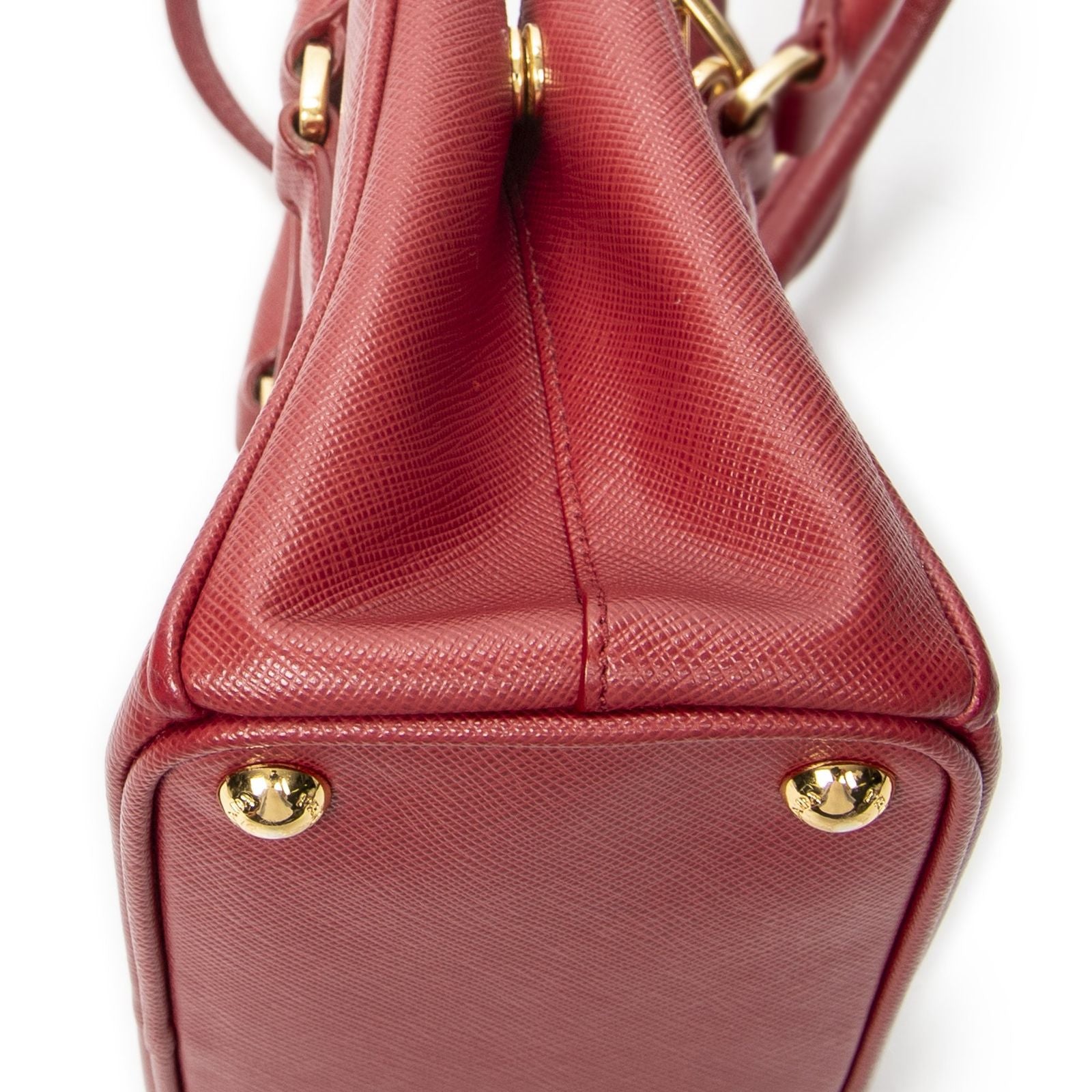 Prada Large Double Zip Galleria Tote Red Saffiano Leather — view 7