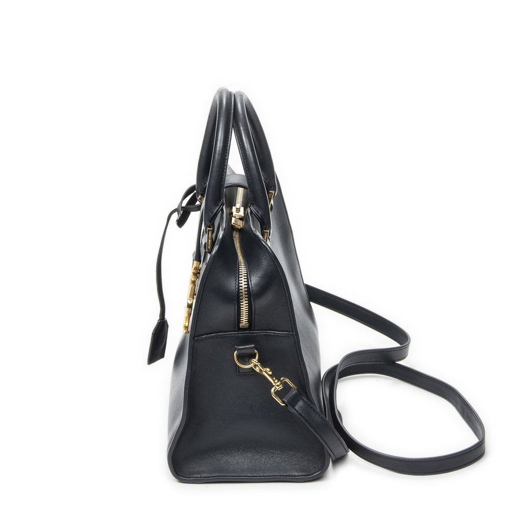 Saint Laurent Small Monogram Cabas Navy Calfskin Leather Messenger — view 3