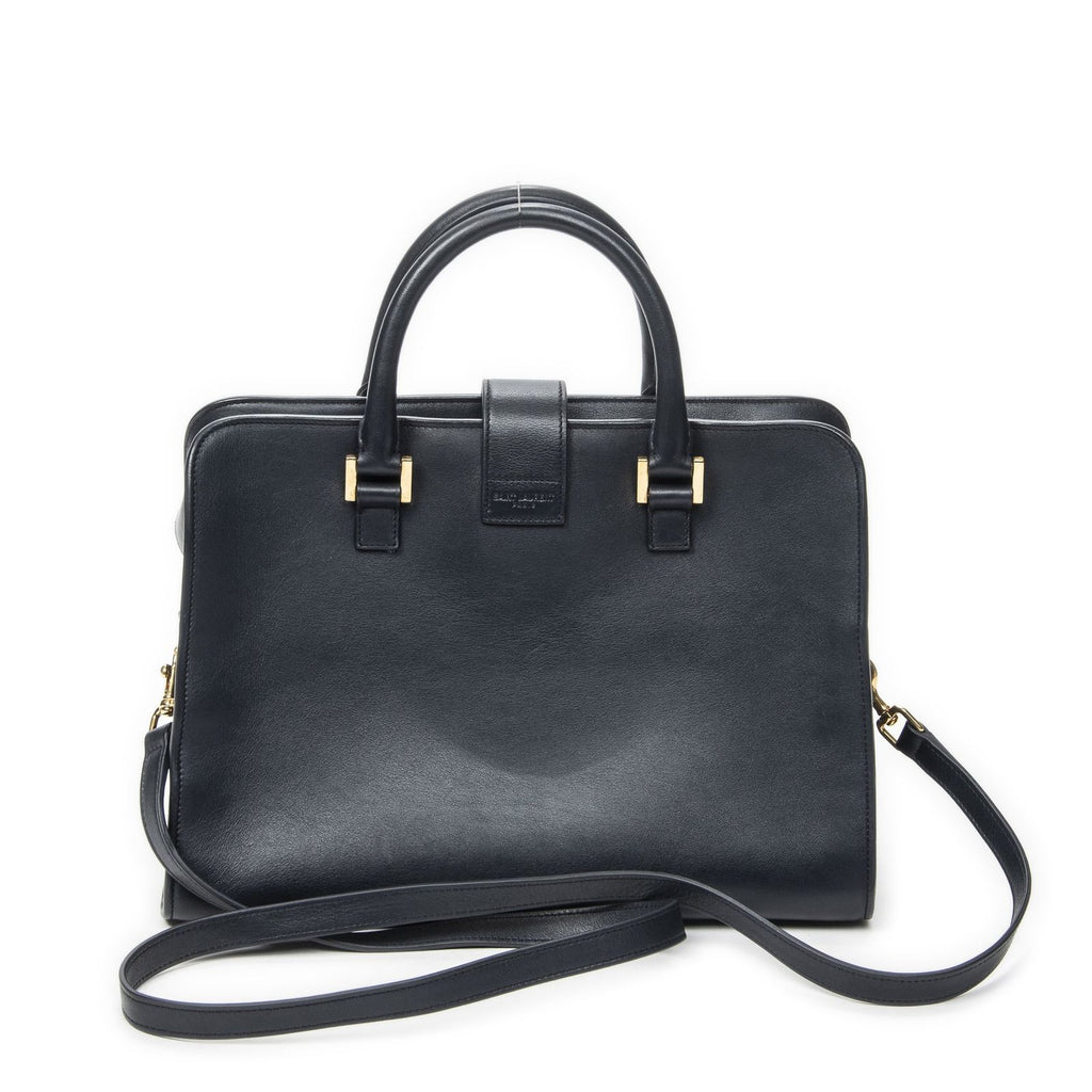 Saint Laurent Small Monogram Cabas Navy Calfskin Leather Messenger — view 5