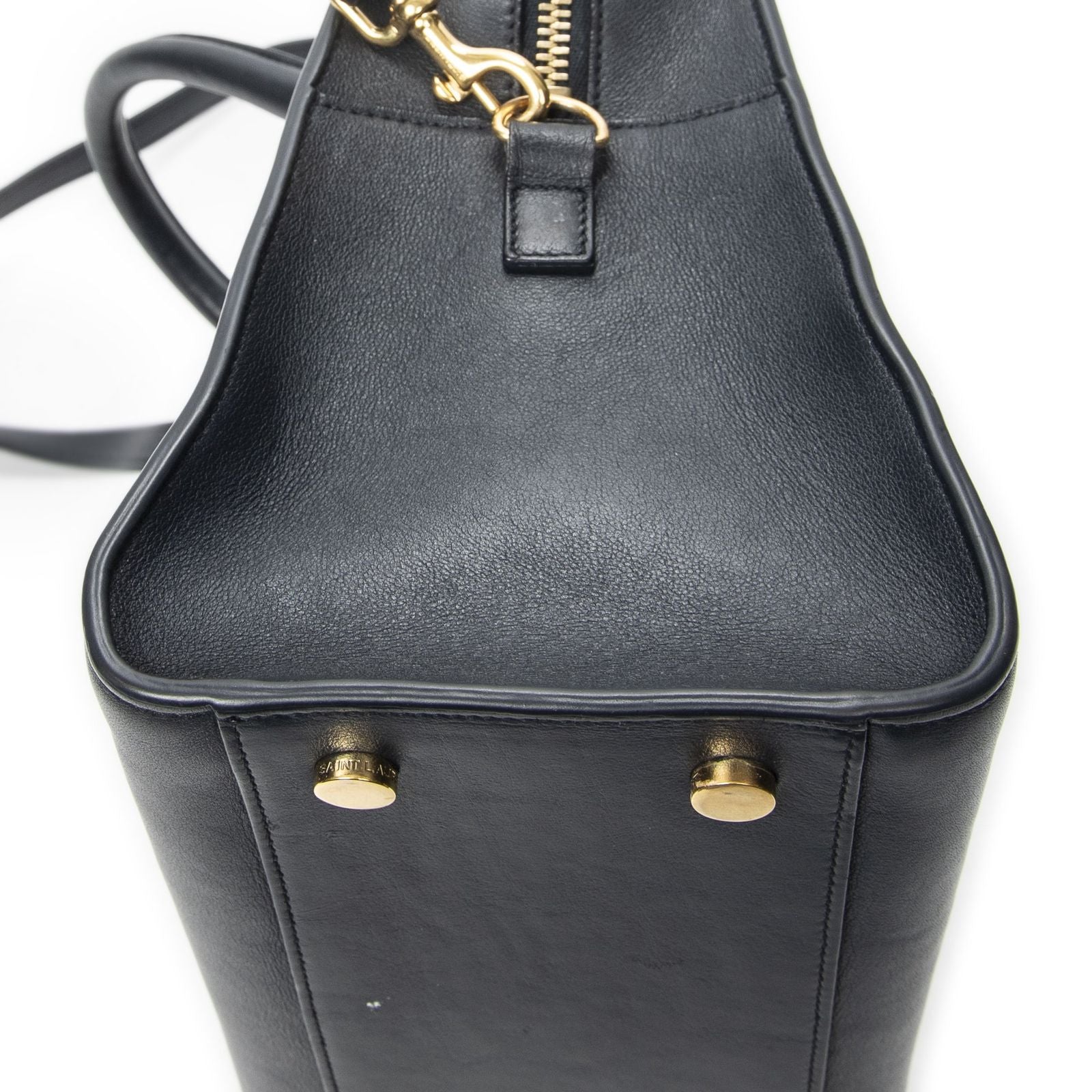 Saint Laurent Small Monogram Cabas Navy Calfskin Leather Messenger — view 8