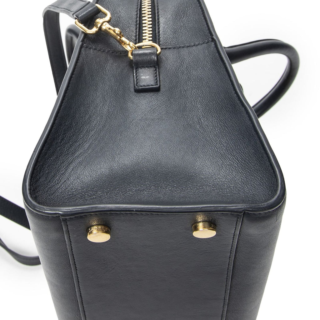 Saint Laurent Small Monogram Cabas Navy Calfskin Leather Messenger — view 7
