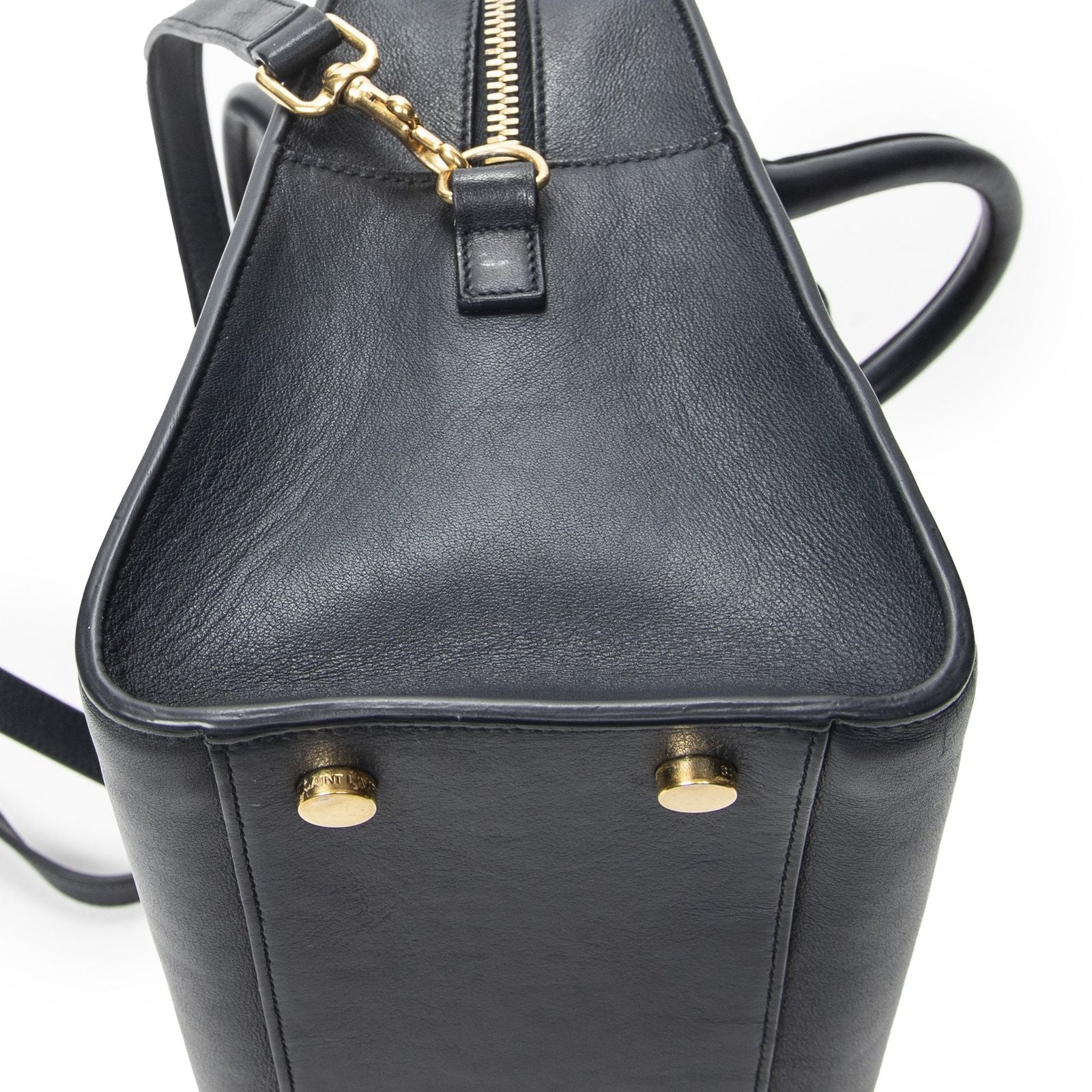 Saint Laurent Small Monogram Cabas Navy Calfskin Leather Messenger — view 7