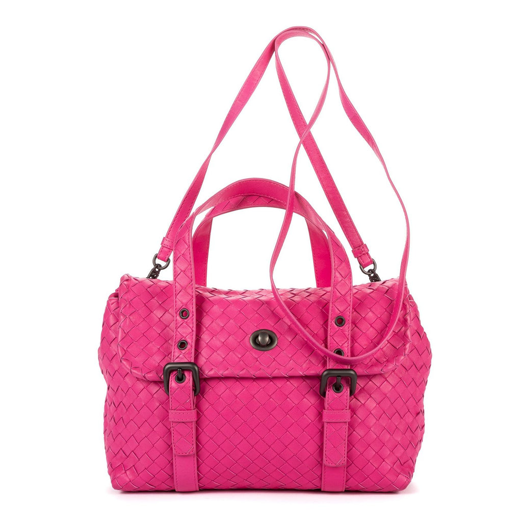 Bottega Veneta Flap Messenger Pink Intrecciato Leather