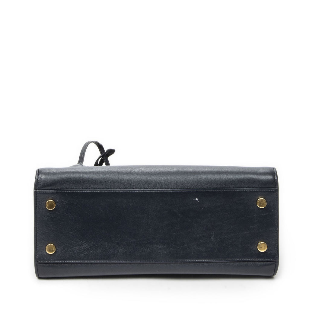 Saint Laurent Small Monogram Cabas Navy Calfskin Leather Messenger — view 6
