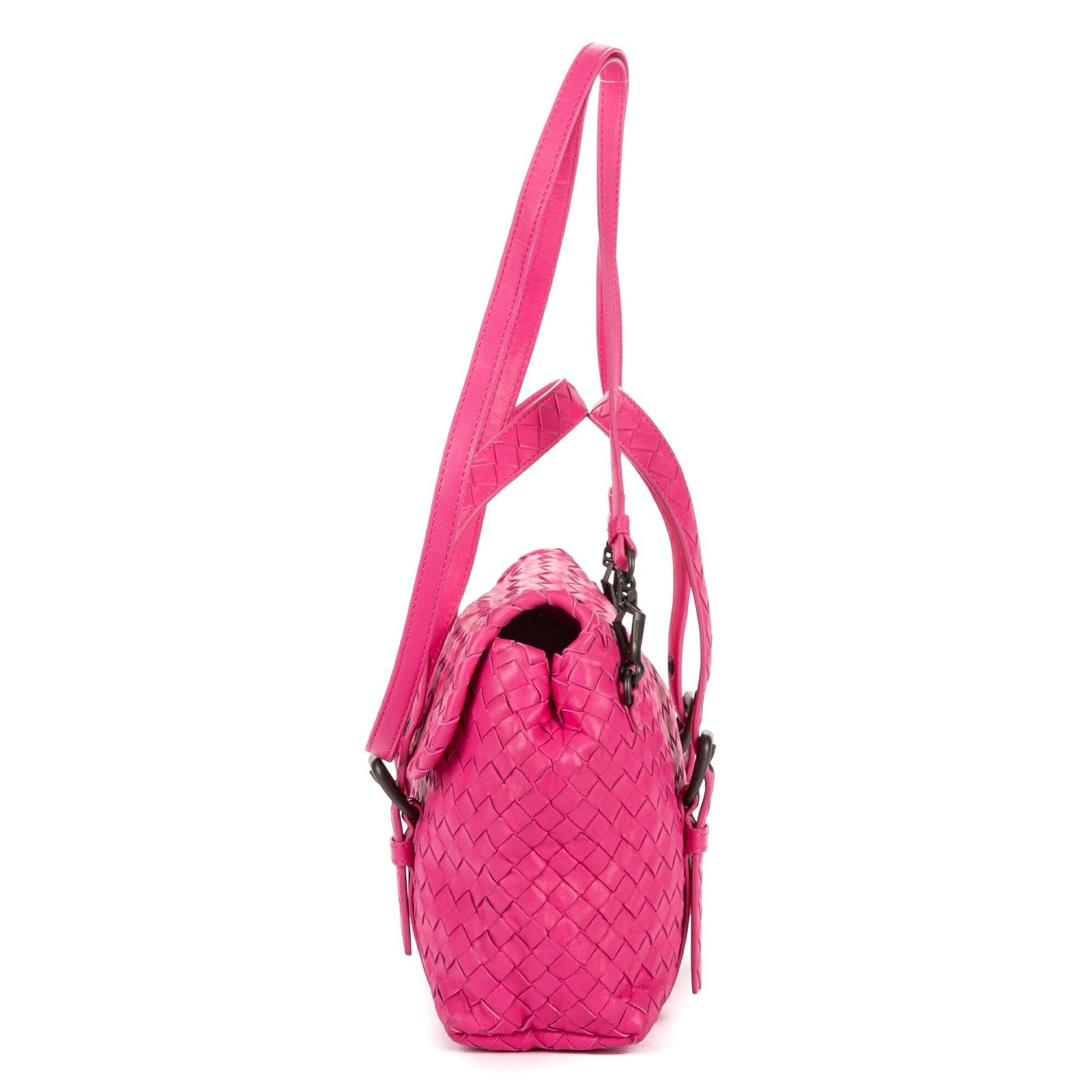 Bottega Veneta Flap Messenger Pink Intrecciato Leather — view 3