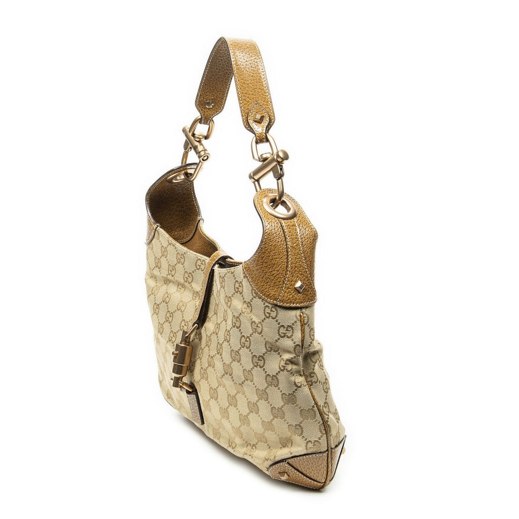 Gucci Nailhead Jackie Tan Beige GG Canvas Messenger — view 2