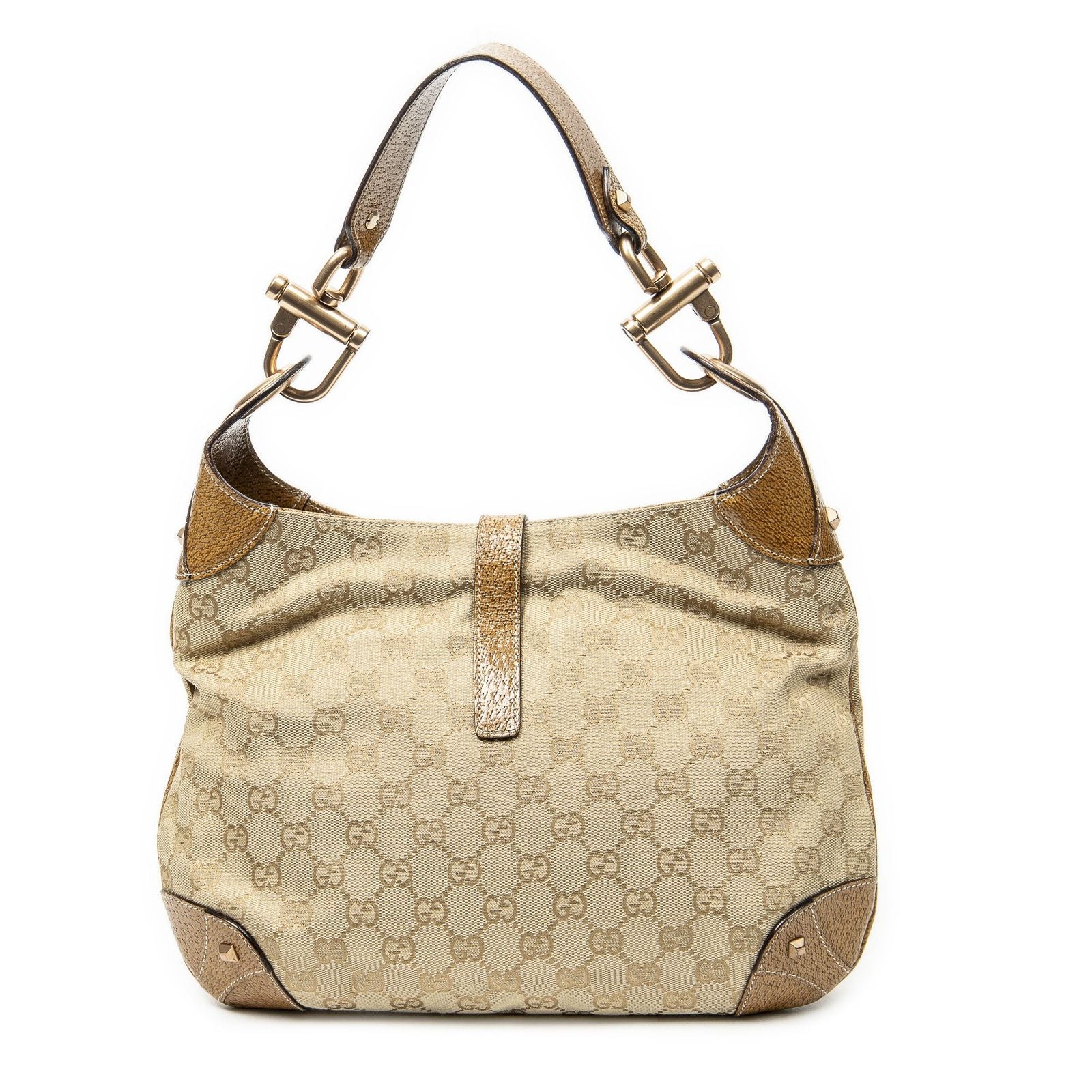 Gucci Nailhead Jackie Tan Beige GG Canvas Messenger — view 5