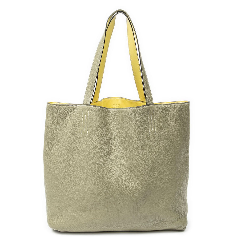Hermes Double Sens Reversible Totesauge Lime Clemence Leather Messenger