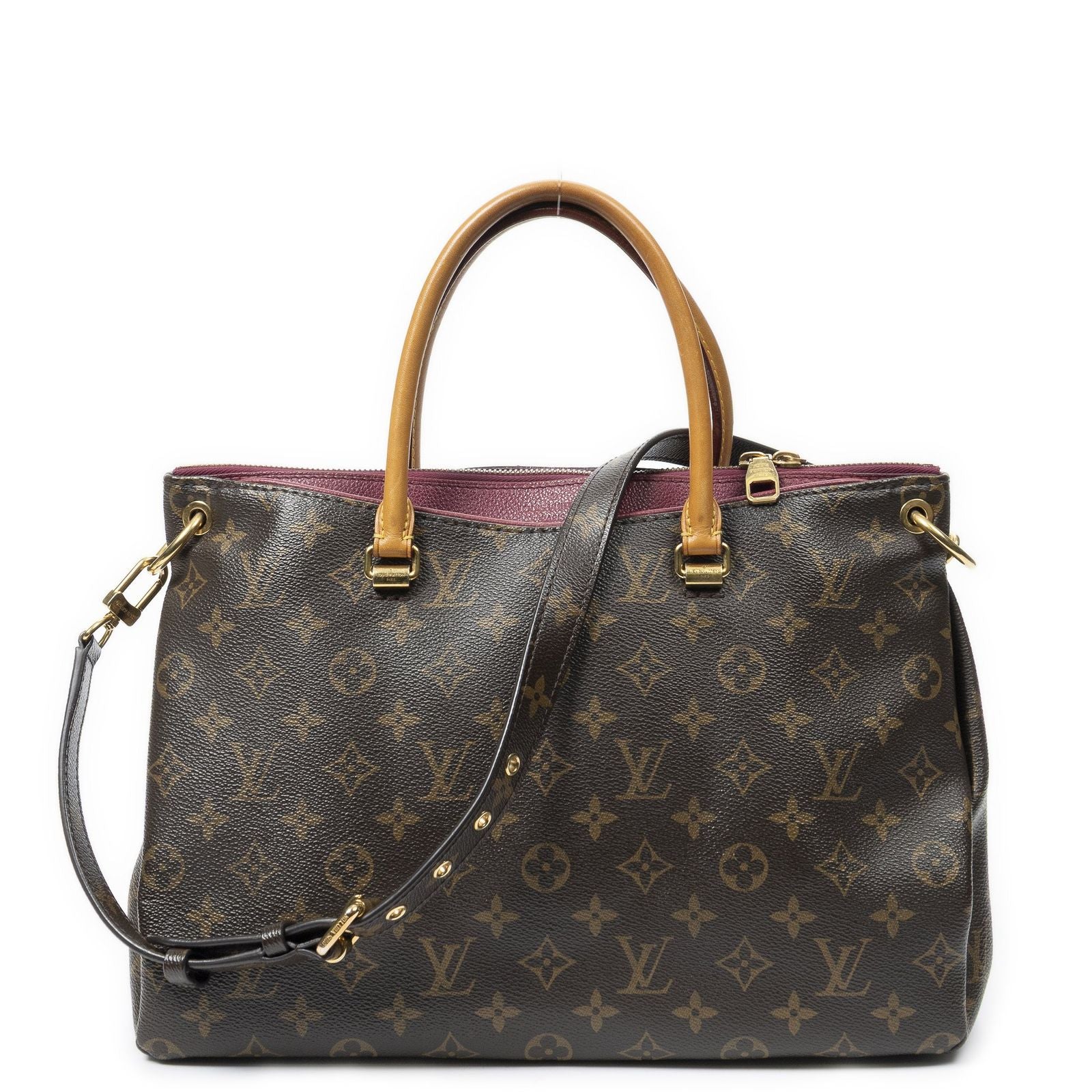 Louis Vuitton Pallas Brown Purple Monogram Canvas Handbag