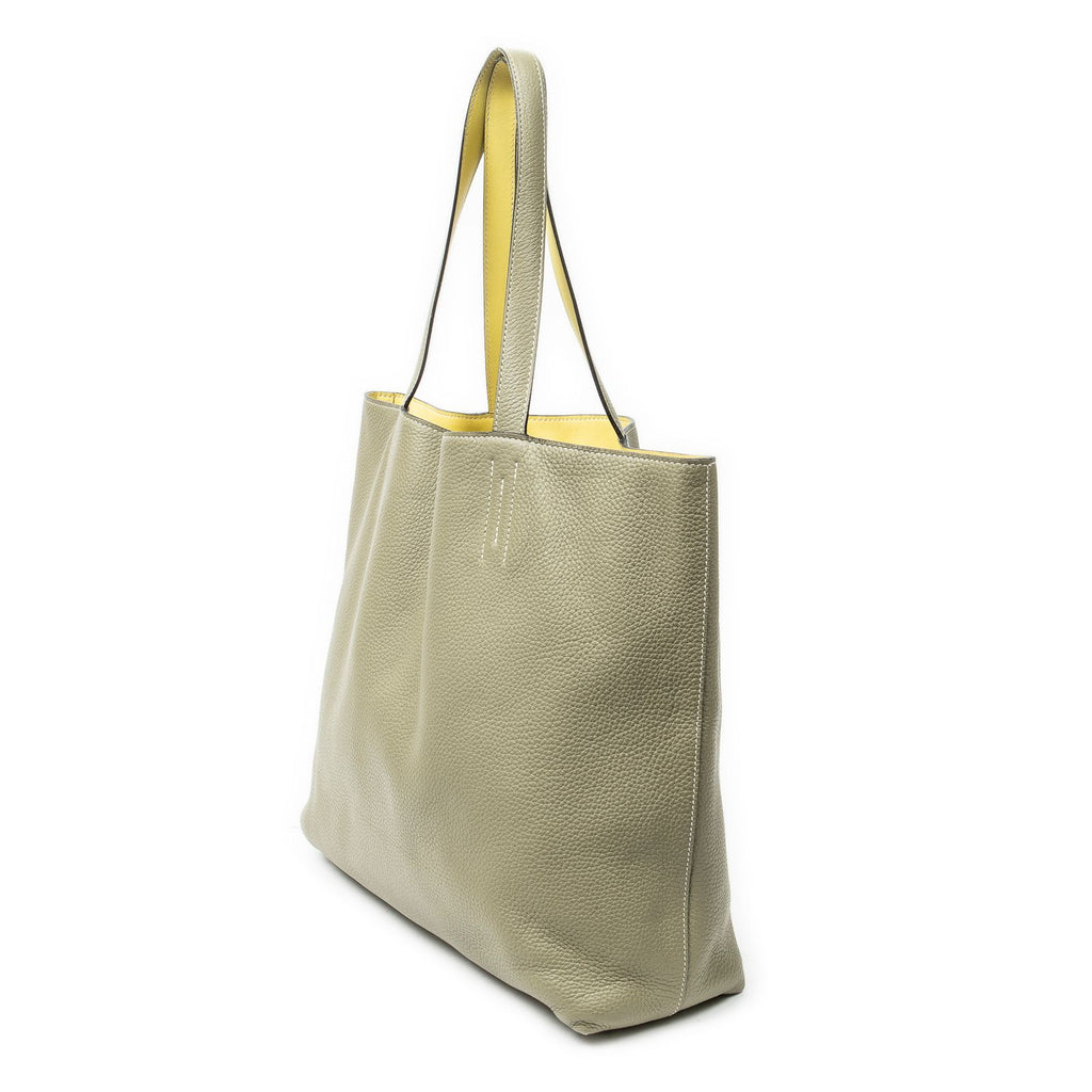 Hermes Double Sens Reversible Totesauge Lime Clemence Leather Messenger — view 2