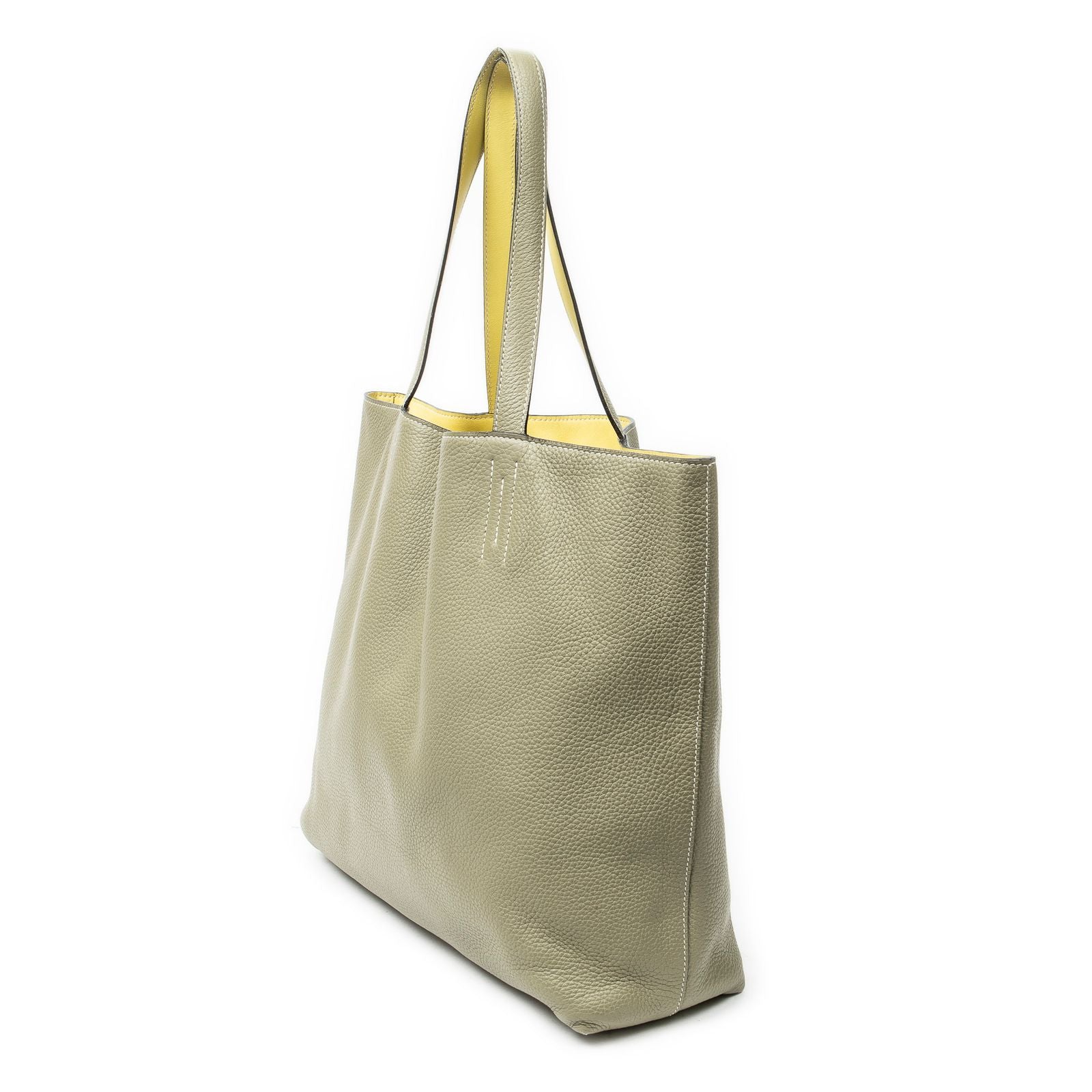 Hermes Double Sens Reversible Totesauge Lime Clemence Leather Messenger — view 2