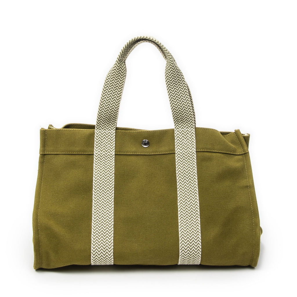 Hermes Cannes Green Toile Ash Shoulder
