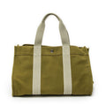 Hermes Cannes Green Toile Ash Shoulder