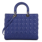 Dior Large Lady Dior Zip Purple Calfskin Leather Handbag — view 4