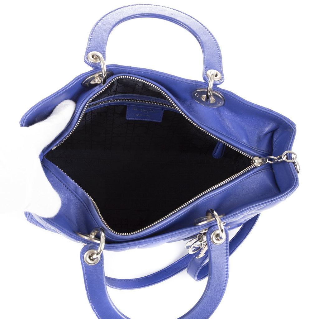 Dior Large Lady Dior Zip Purple Calfskin Leather Handbag — view 7