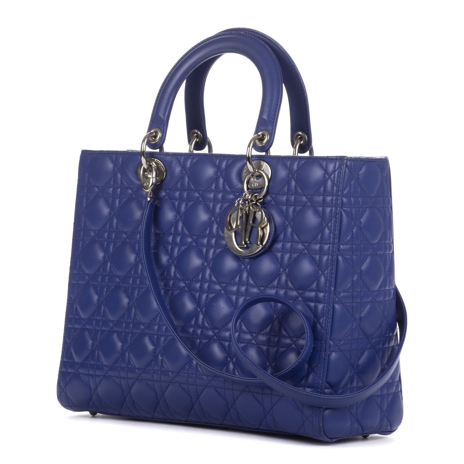 Dior Large Lady Dior Zip Purple Calfskin Leather Handbag — view 2