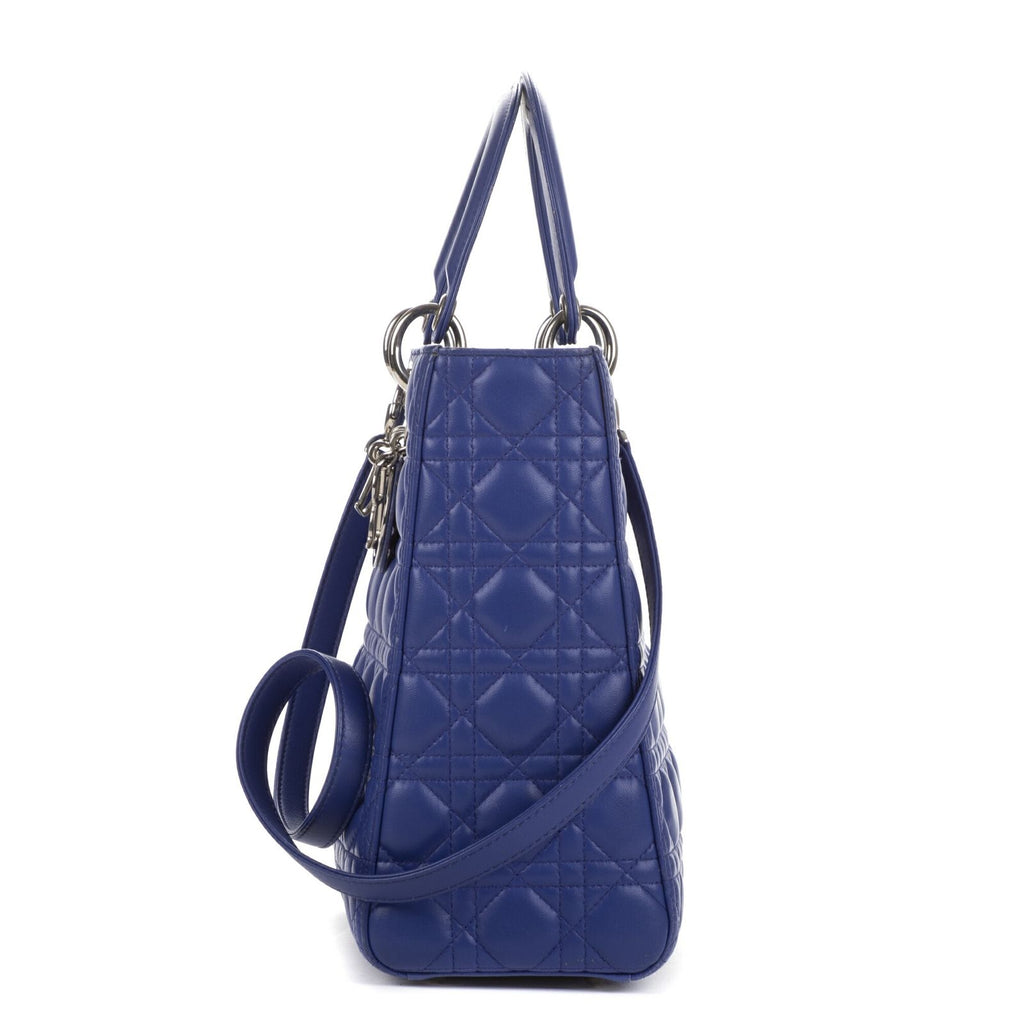 Dior Large Lady Dior Zip Purple Calfskin Leather Handbag — view 3