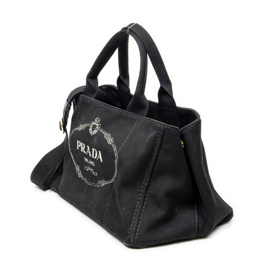 Prada Canapa Tote Black Canvas — view 2