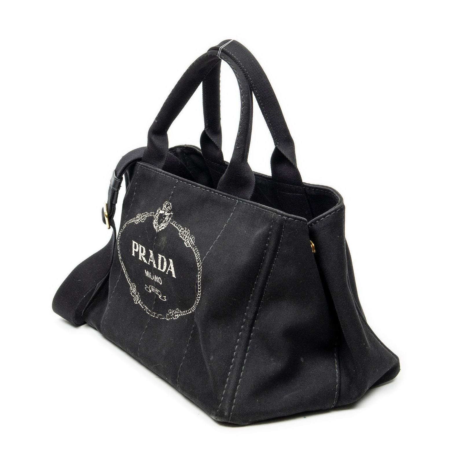 Prada Canapa Tote Black Canvas — view 2