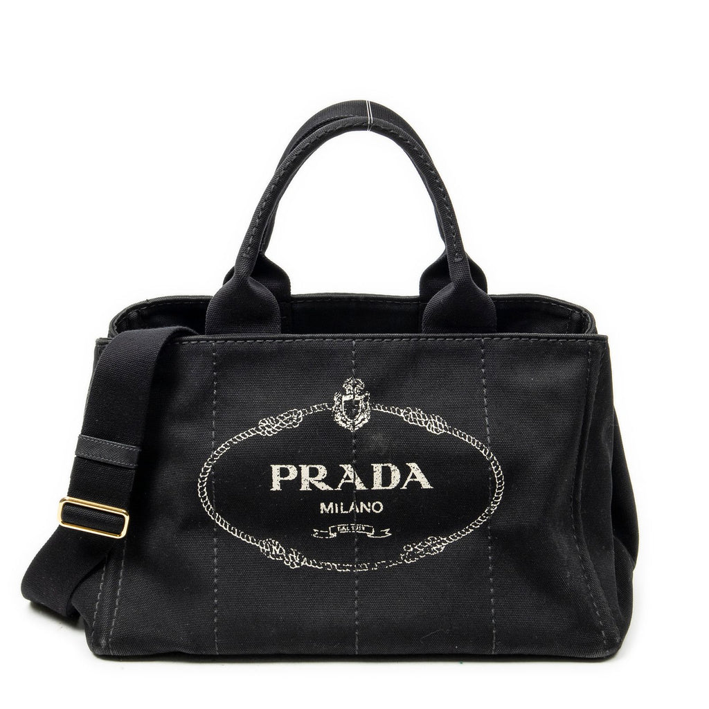 Prada Canapa Tote Black Canvas