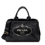 Prada Canapa Tote Black Canvas