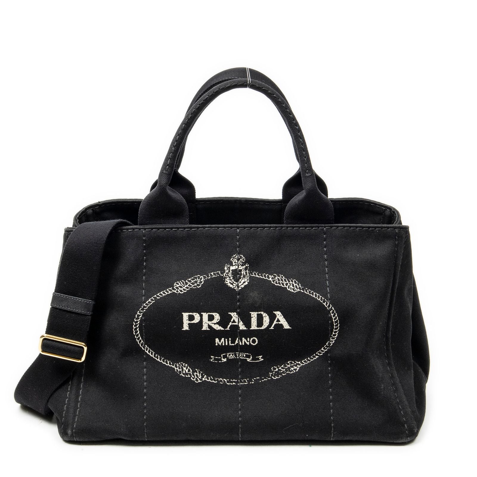 Prada Canapa Tote Black Canvas