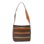 Celine Fold Over Shoulder Tote Brown Macadam Canvas