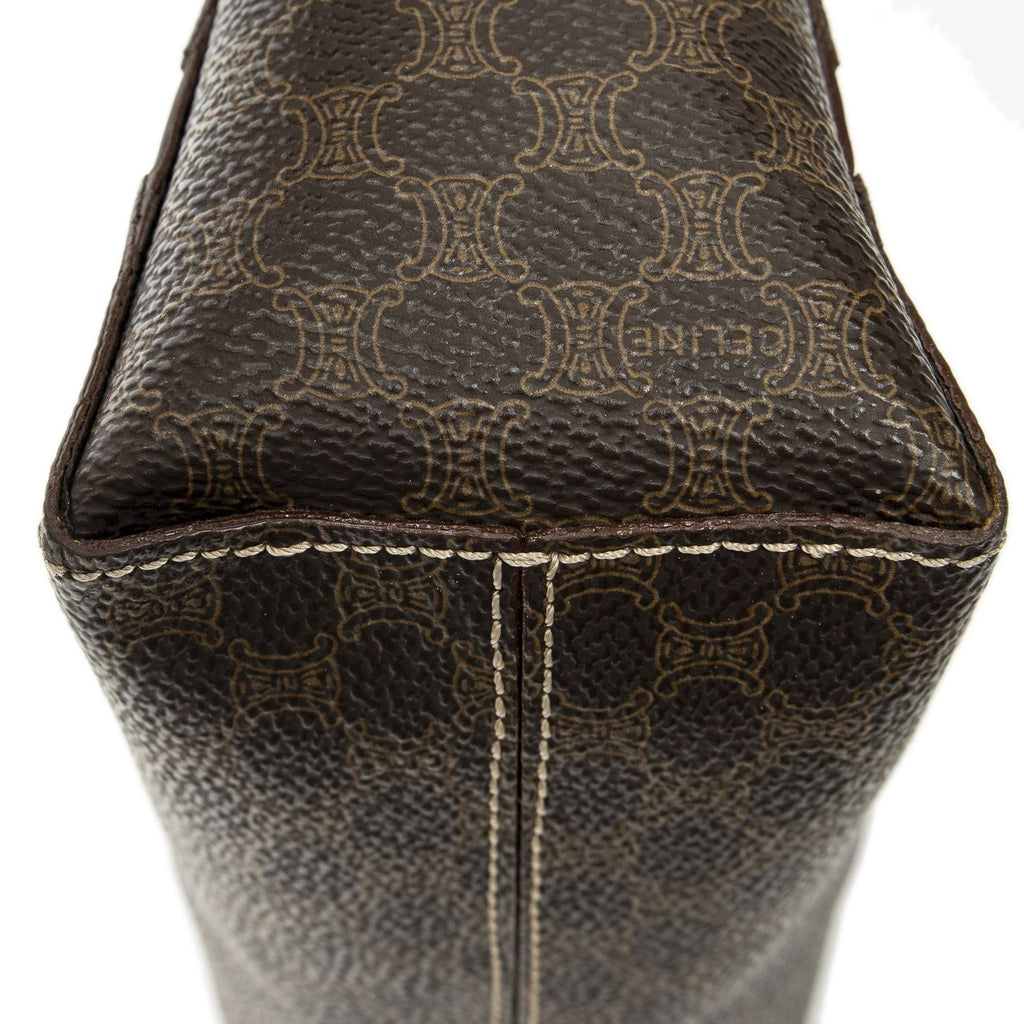 Celine Fold Over Shoulder Tote Brown Macadam Canvas — view 7