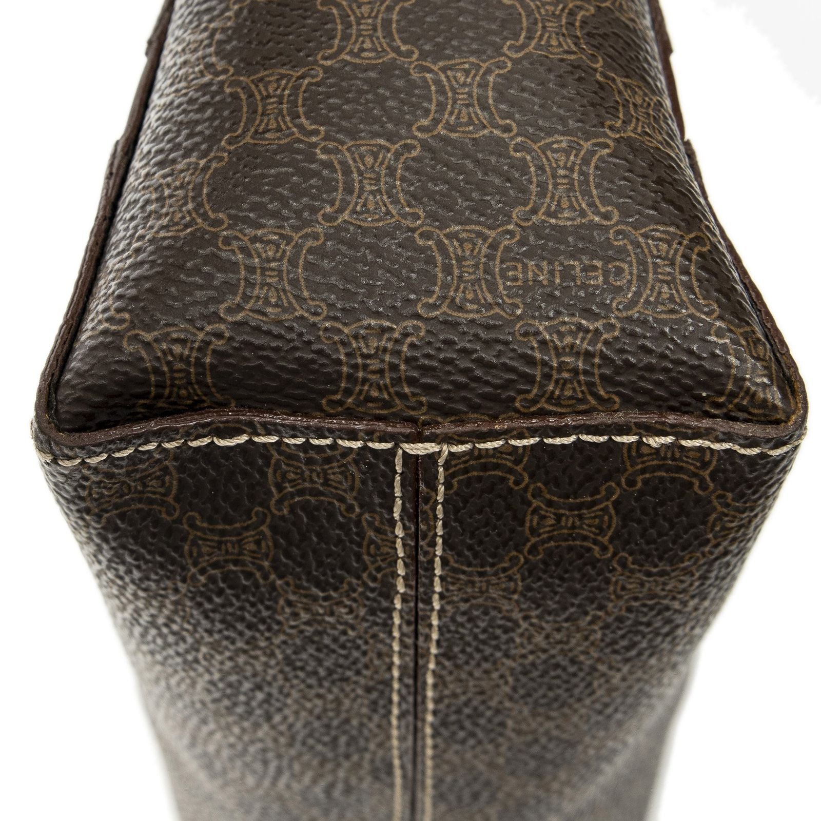 Celine Fold Over Shoulder Tote Brown Macadam Canvas — view 7