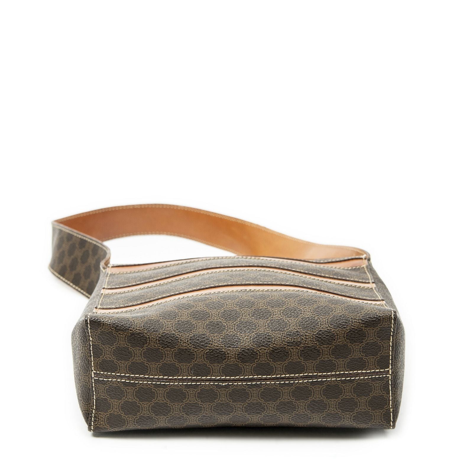 Celine Fold Over Shoulder Tote Brown Macadam Canvas — view 6