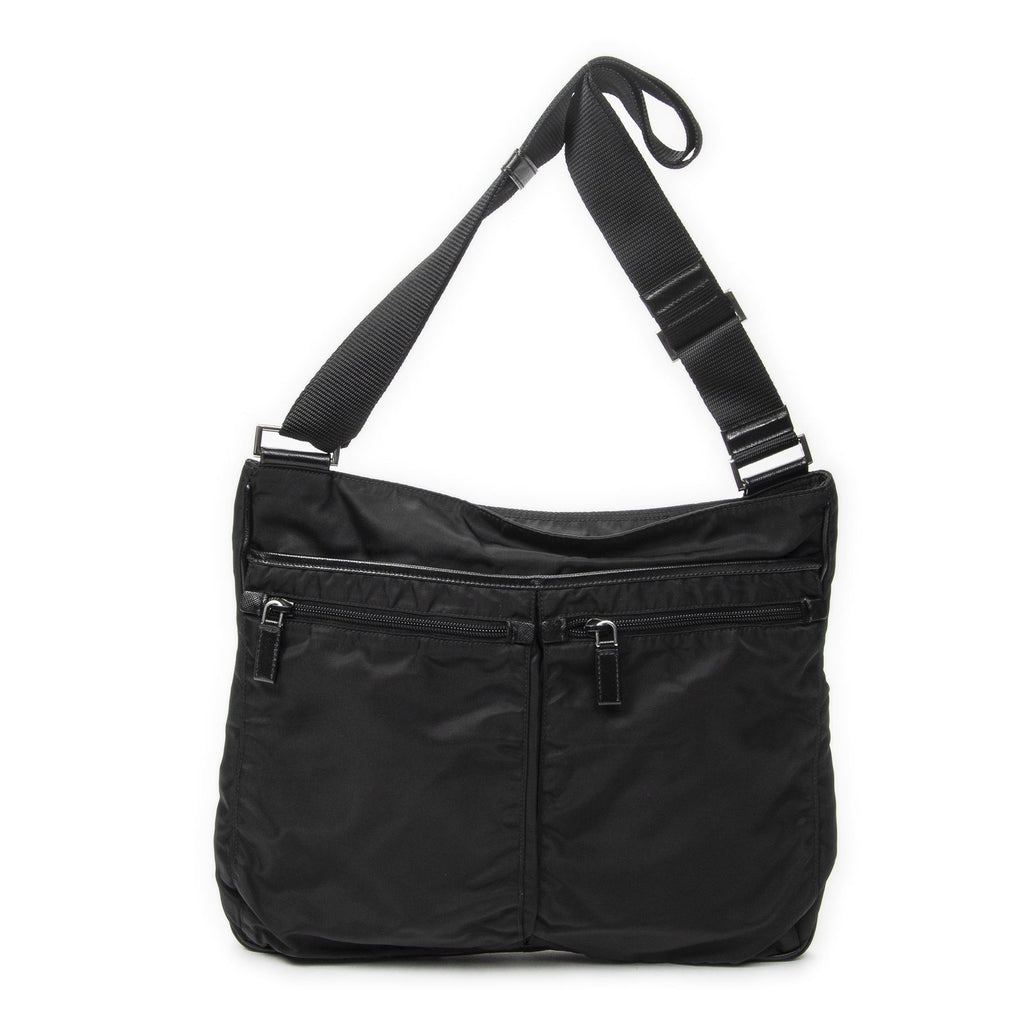 Prada Front Pocket Messenger Bag Black Nylon Canvas — view 5