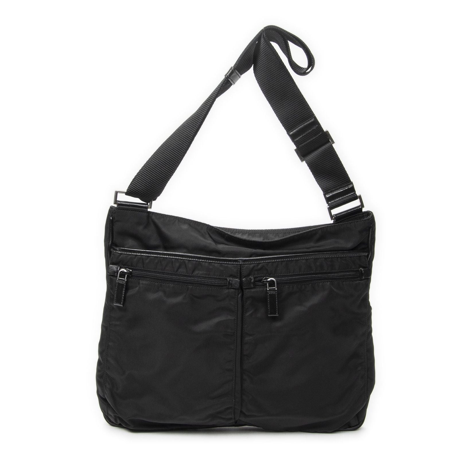 Prada Front Pocket Messenger Bag Black Nylon Canvas — view 5