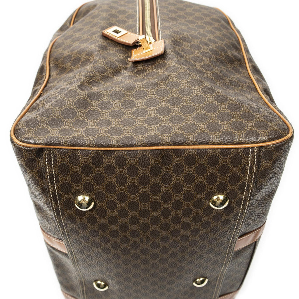 Celine Vintage Travel Boston Brown Macadam Canvas Shoulder — view 7
