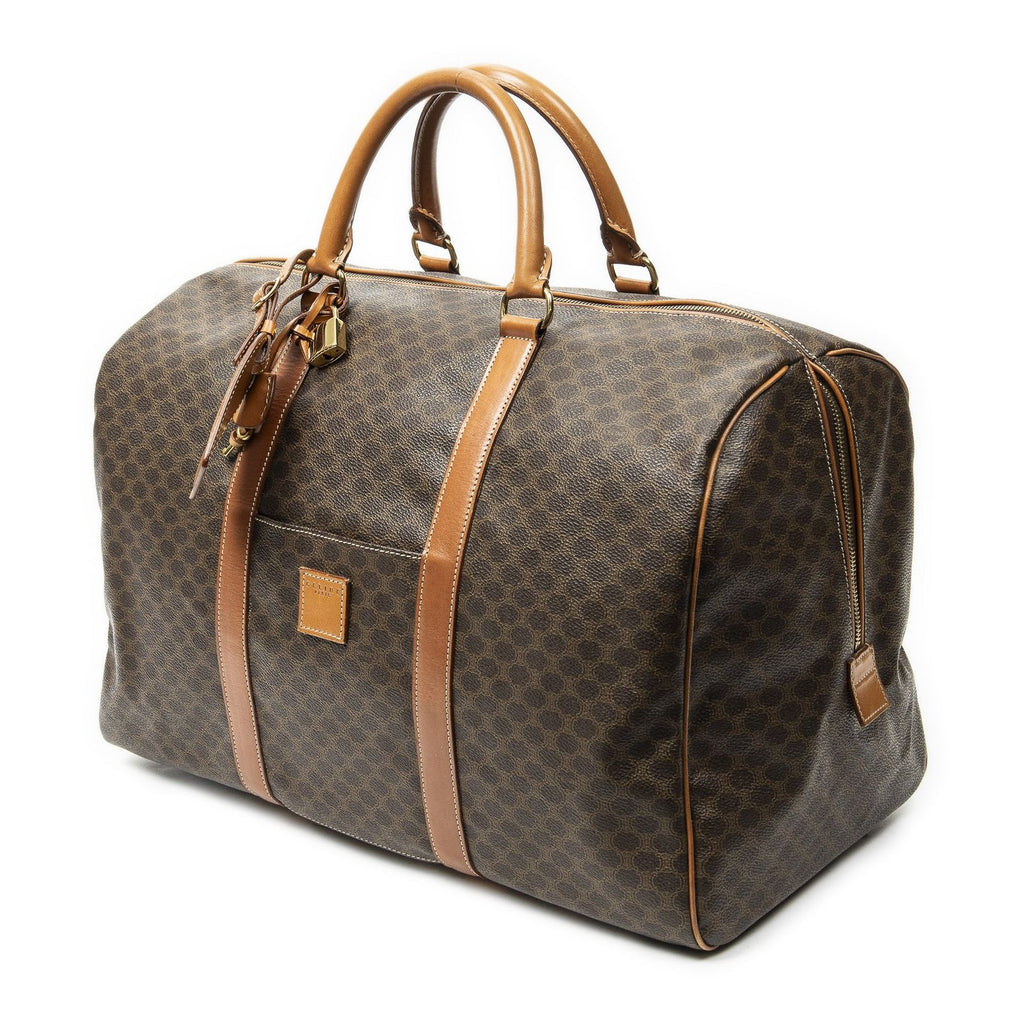 Celine Vintage Travel Boston Brown Macadam Canvas Shoulder — view 2